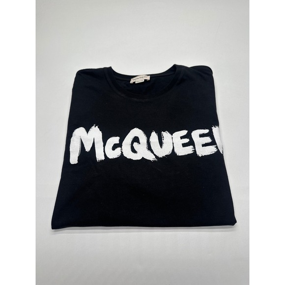 Alexander McQueen T-Shirt Mens Medium Black Graphic Logo Italy Designer - Picture 9 of 9